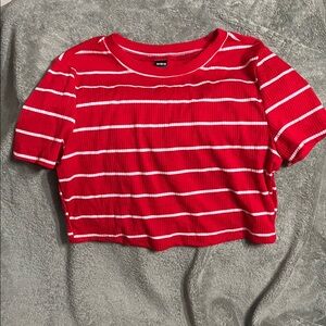 SHEIN Red and White Striped Kids Tee